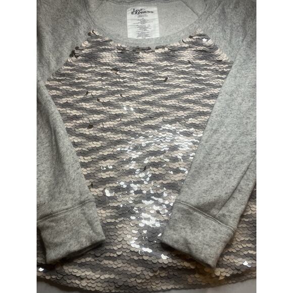 Express Women's Solid Gray Sequin Sweater Long Sleeve, Size M - Picture 5 of 7